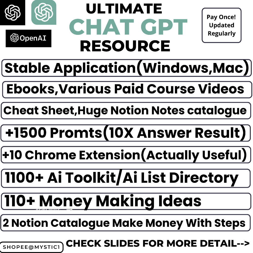 The Ultimate ChatGPT Resource Collection | Everything you MUST have & need to KNOW | Purchase Once, Continuous Update